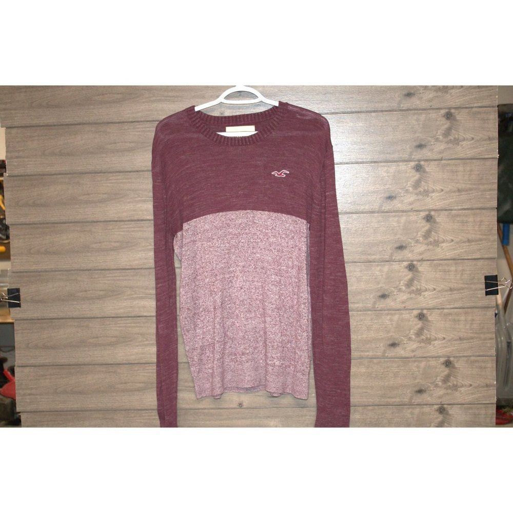 Men's Hollister Burgundy Two Tone Sweater size Medium